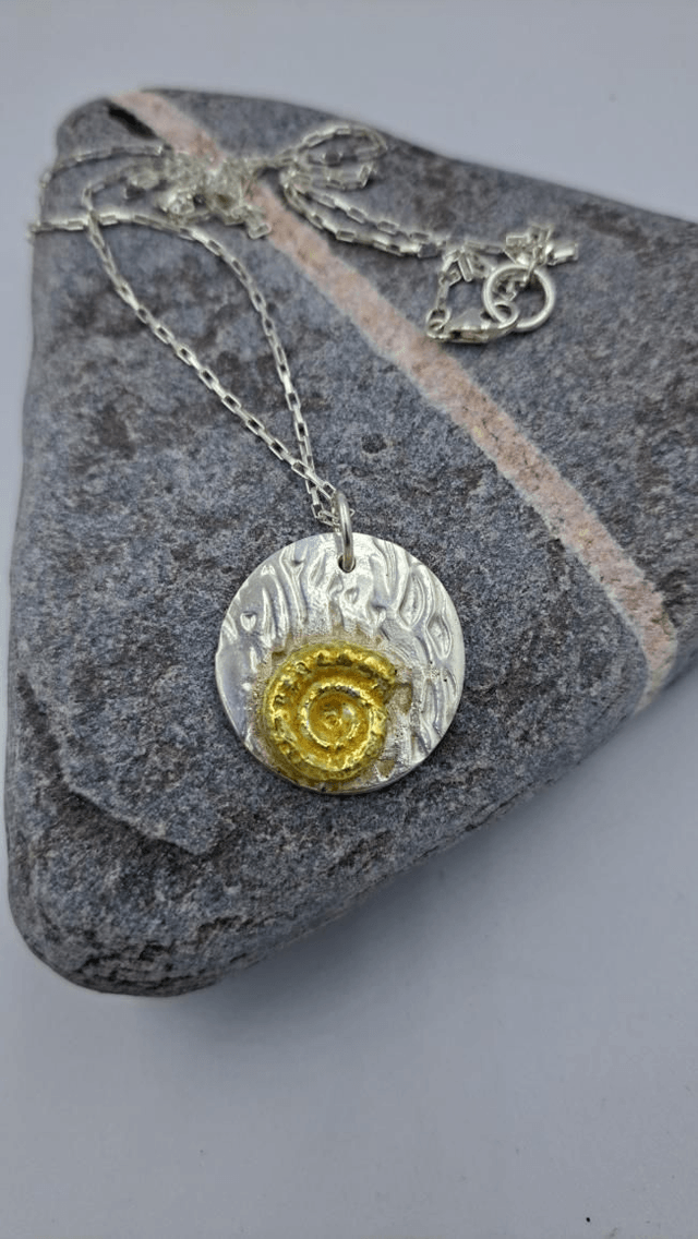 Jurassic coast pendant (large gold ammonite)