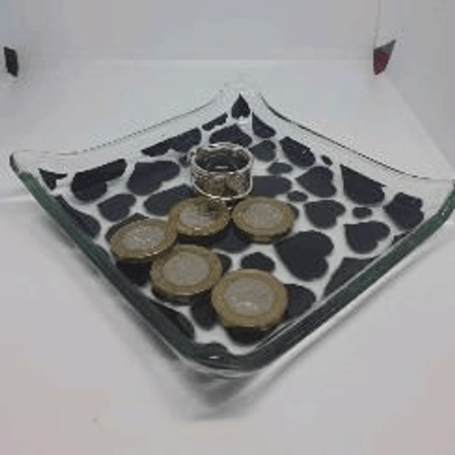 Black enamelled heart dish