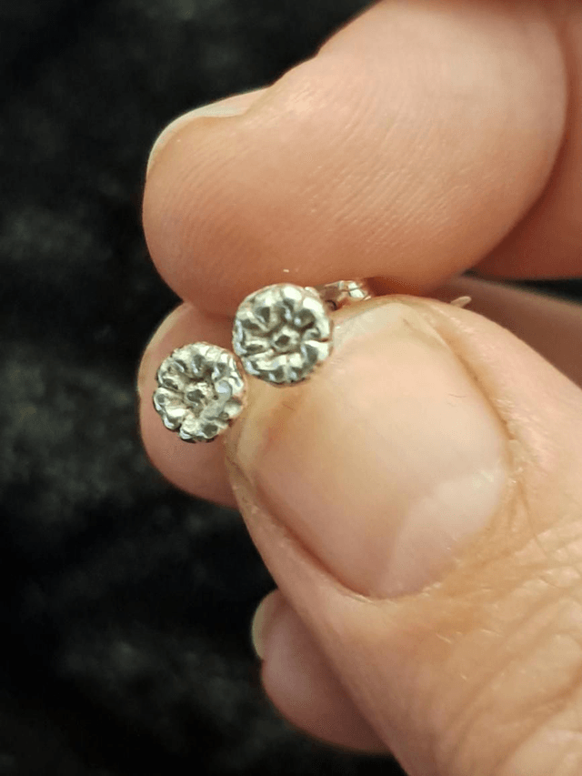 Small silver flower studs