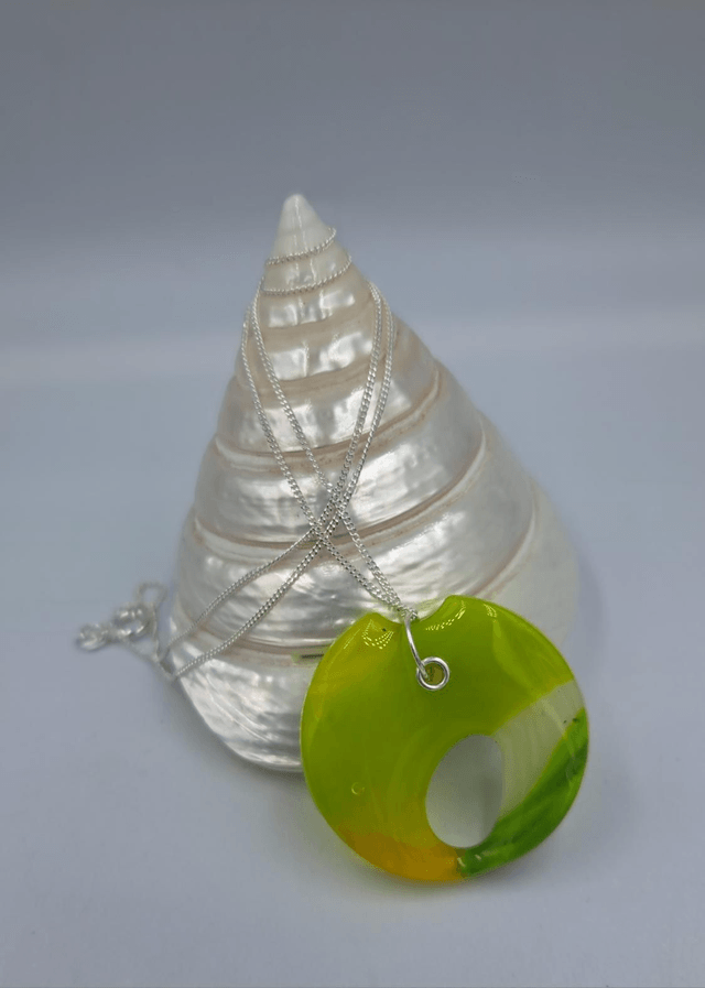 Lime abstract pendant 