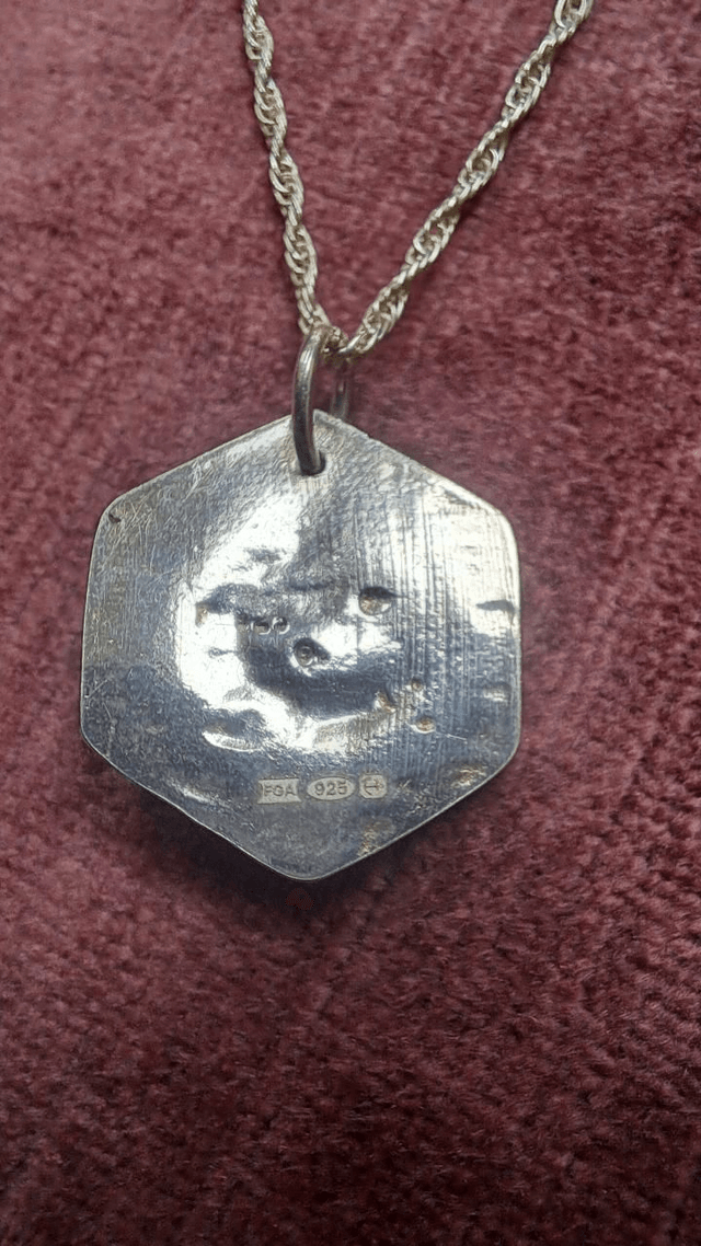 Hexagonal Ammonite Silver Pendant 