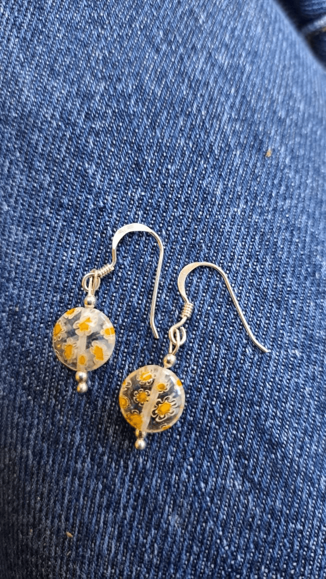 Milliefiore glass drop earrings 