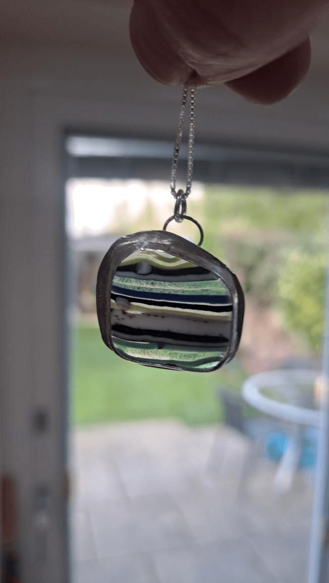Aqua stringer & silver pendant 