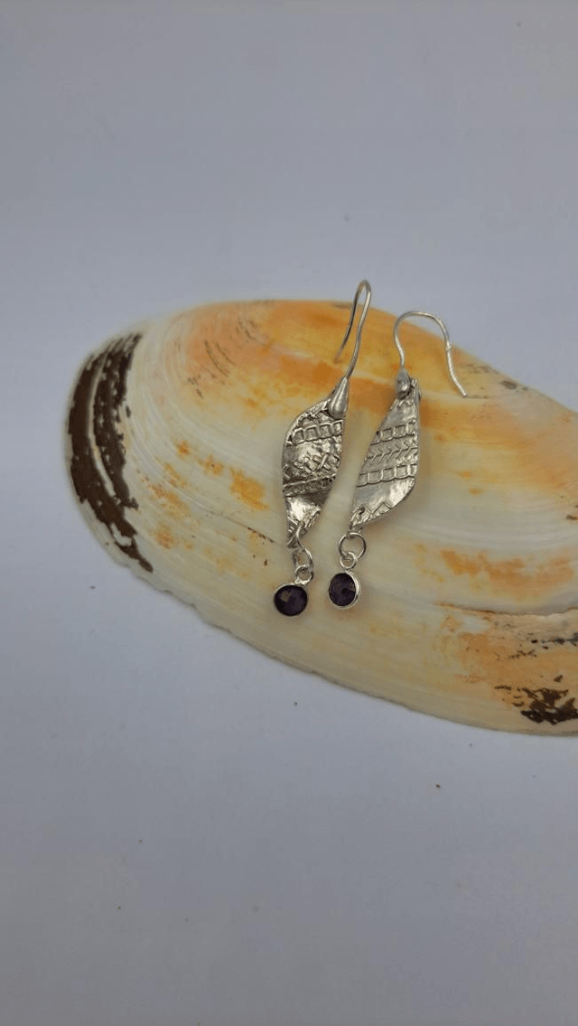 Amythest drop earrings 