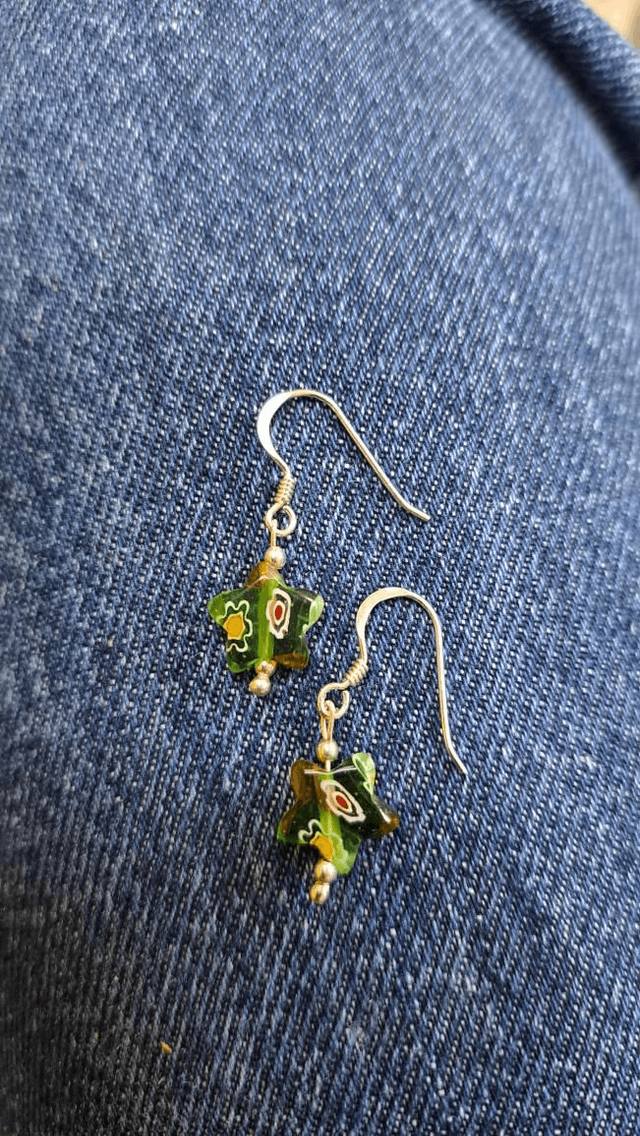 Milliefiore glass drop earrings 