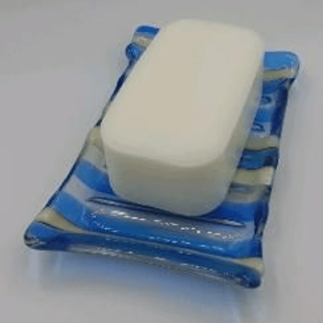 Blue, vanilla & clear soap dish 