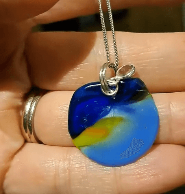 Blue Glass With Quartz Gem