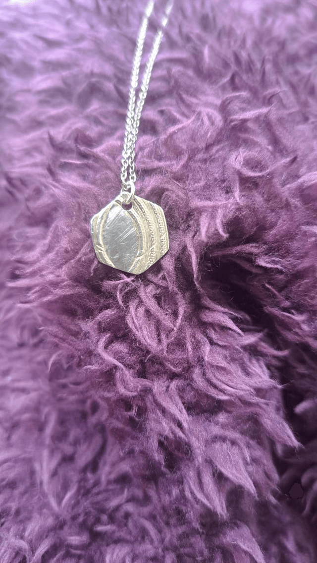 Hexagonal Detail Silver Pendant 