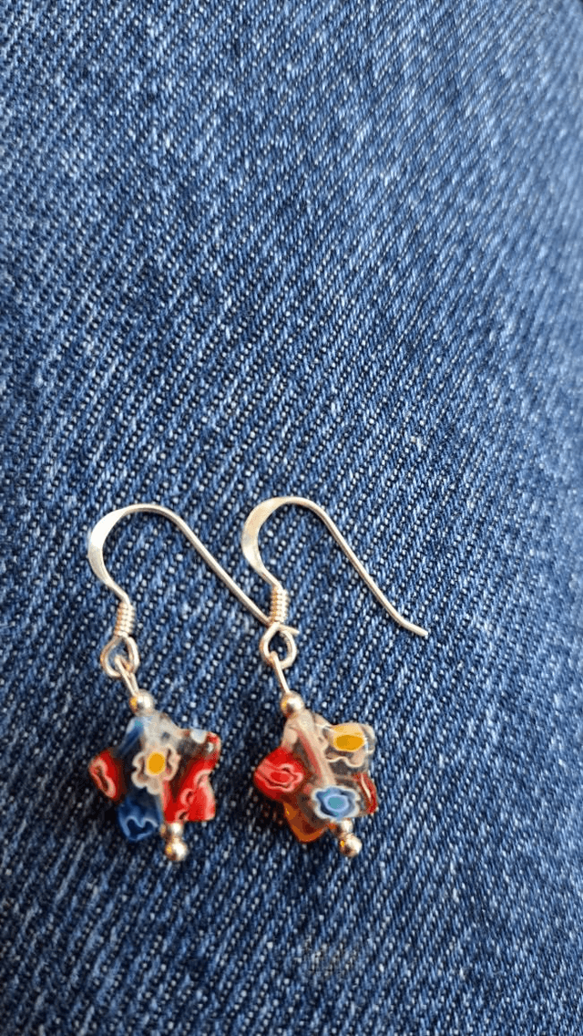 Milliefiore glass drop earrings 