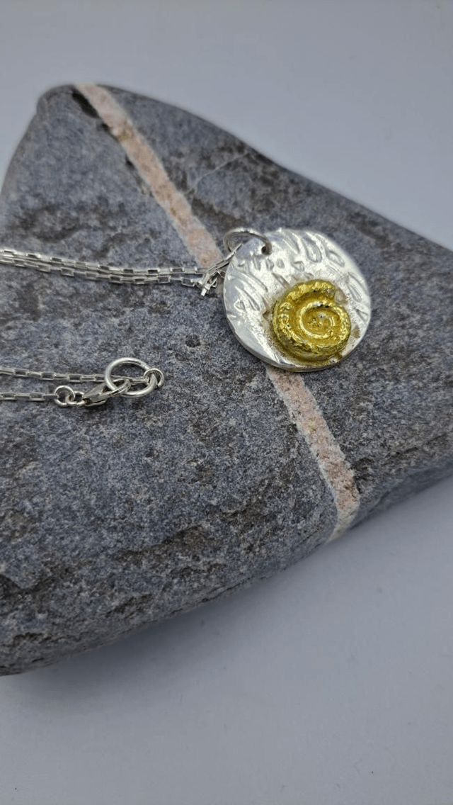 Jurassic coast pendant (large gold ammonite)