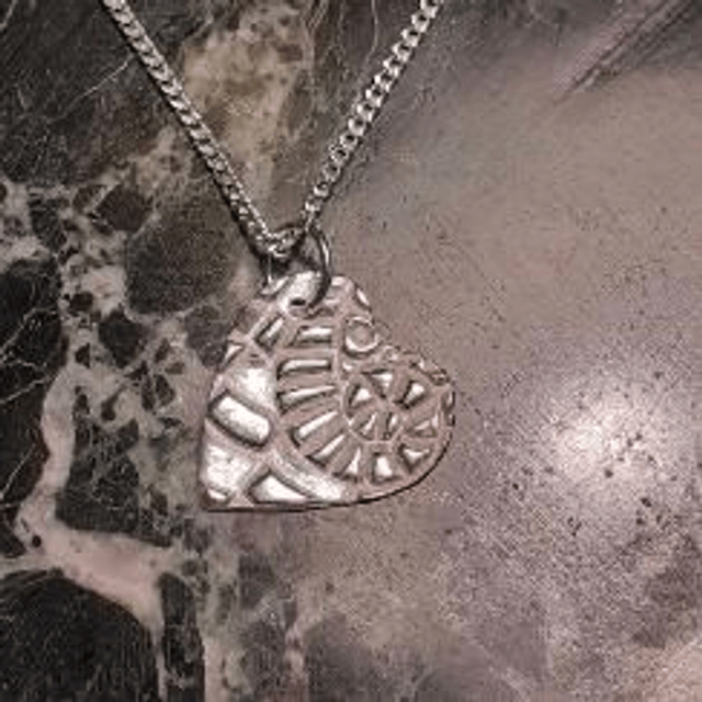 Silver ammonite heart pendant 