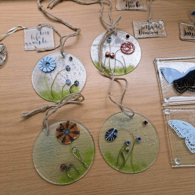 Silver clay and fused glass combined workshop
