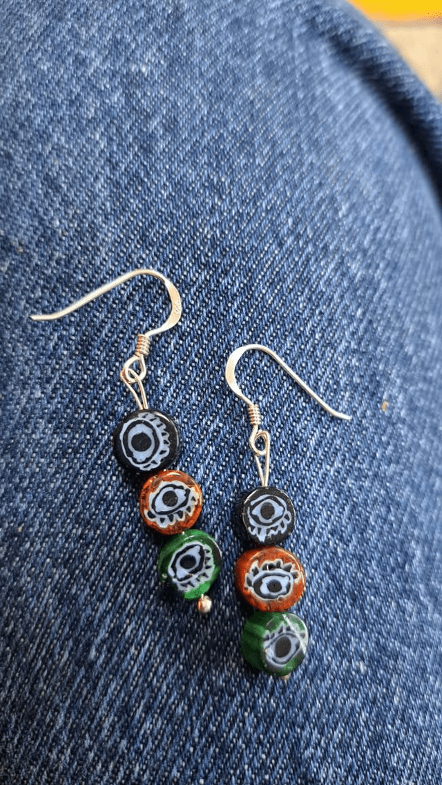 Milliefiore glass drop earrings 