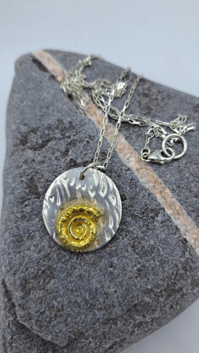 Jurassic coast pendant (large gold ammonite)