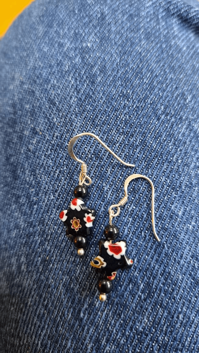 Milliefiore glass drop earrings 
