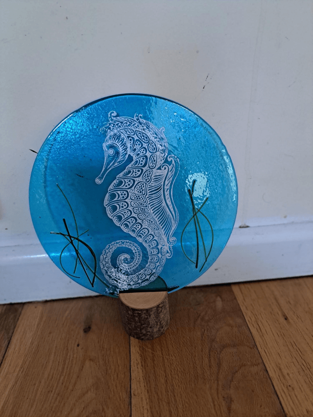 Turquoise Seahorse on twine
