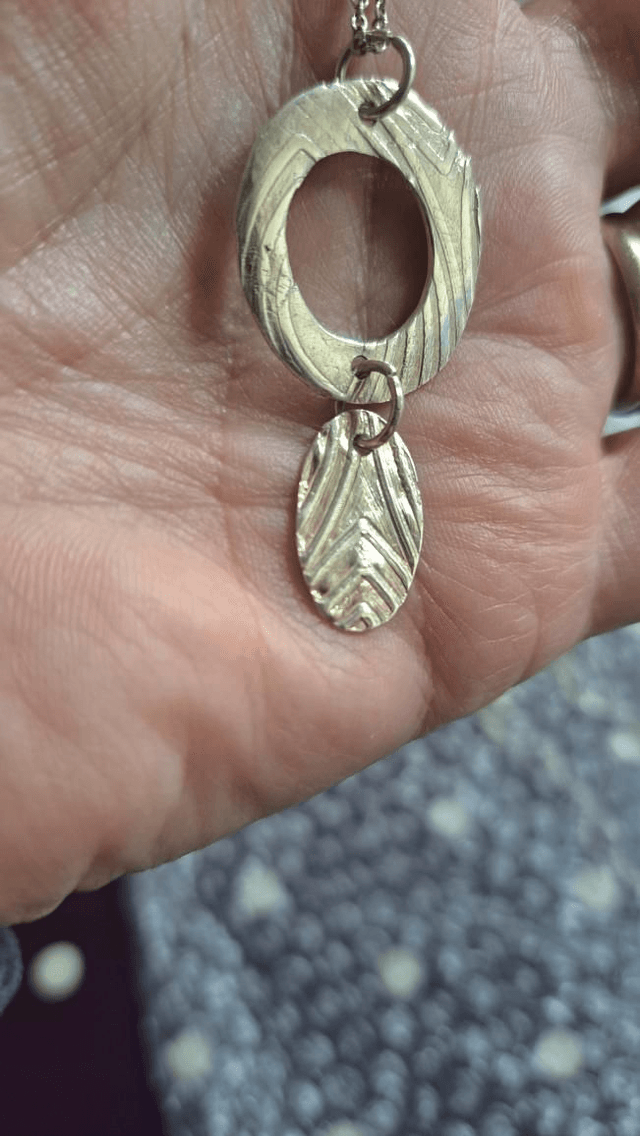 Oval double silver pendant