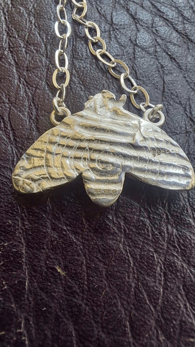 Silver Tiger Moth pendant 