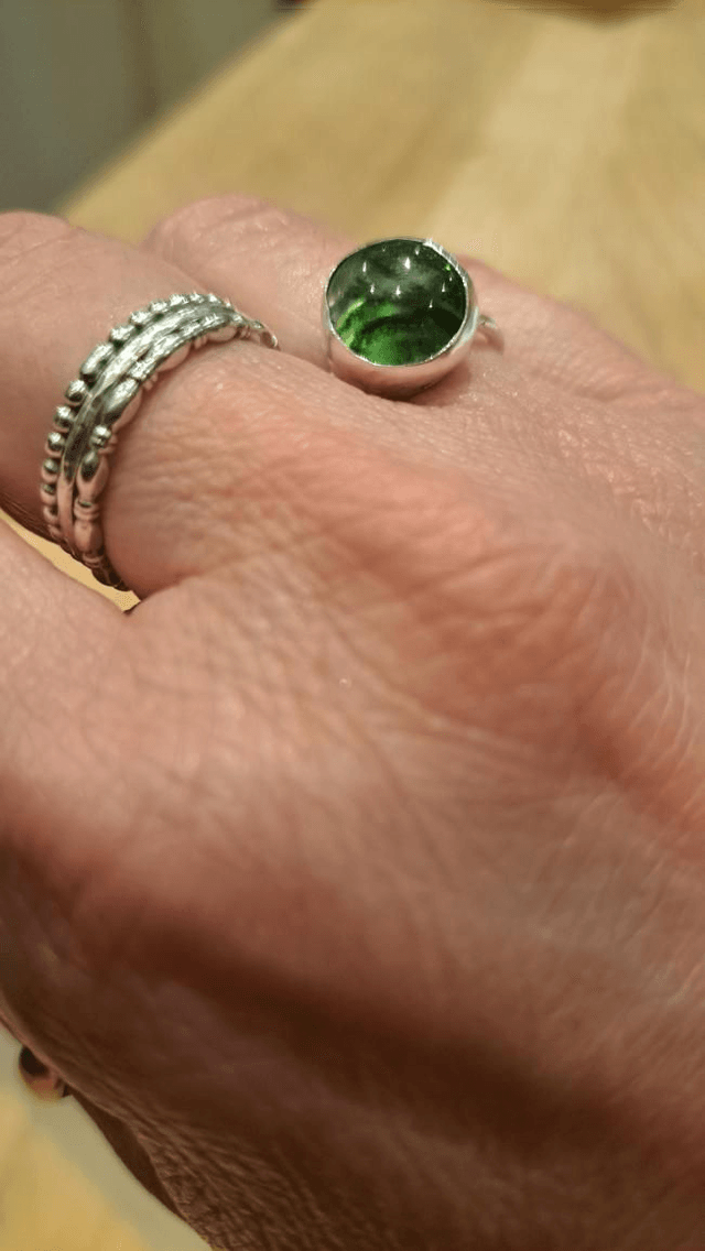 Aventurine green sterling silver ring 
