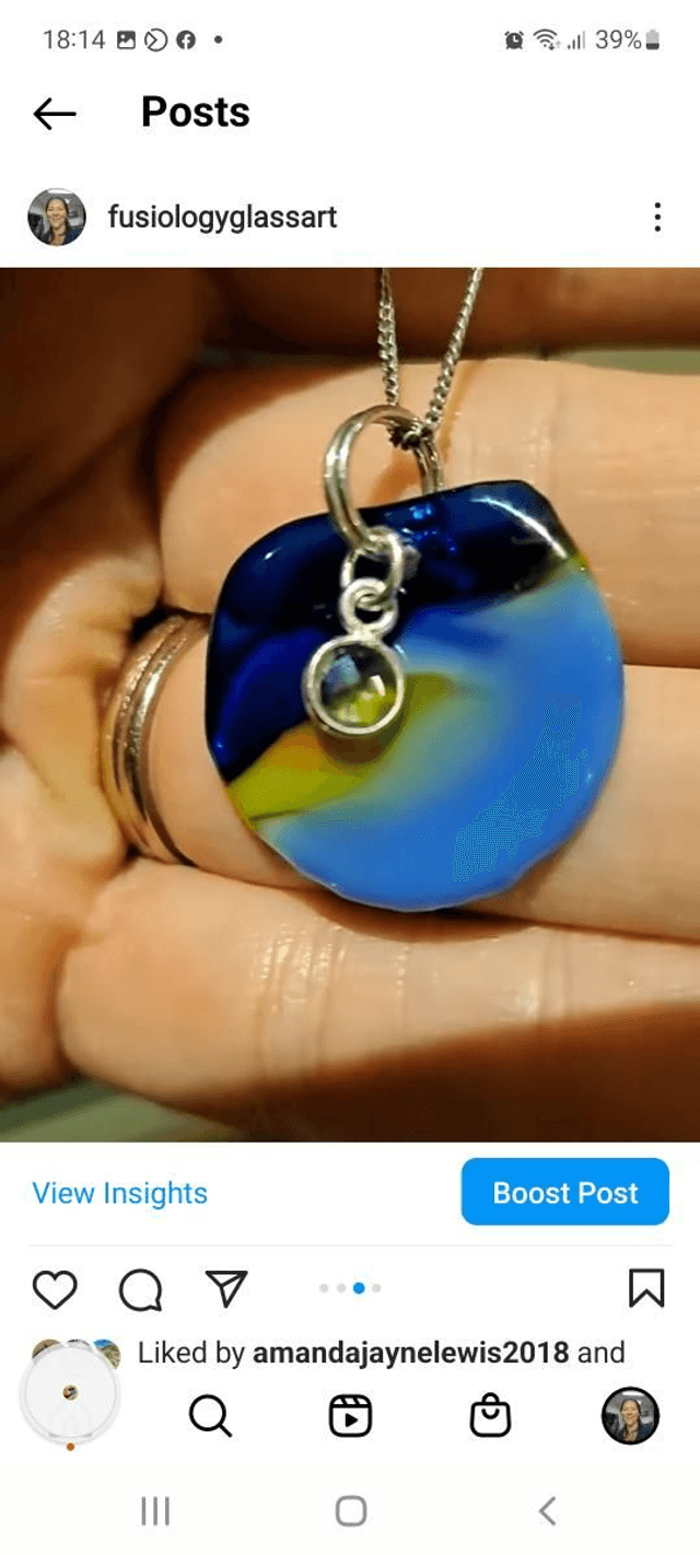 Blue Glass With Quartz Gem