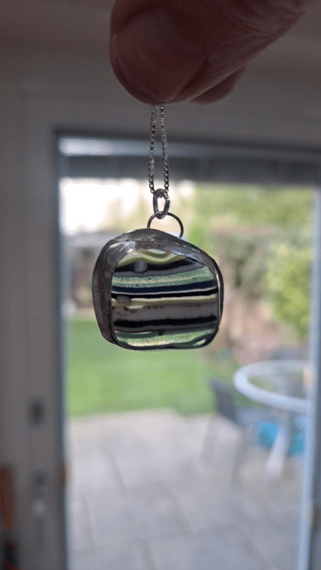 Aqua stringer & silver pendant 