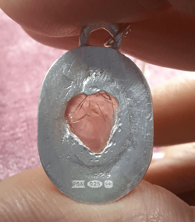 Pink agate silver pendant 