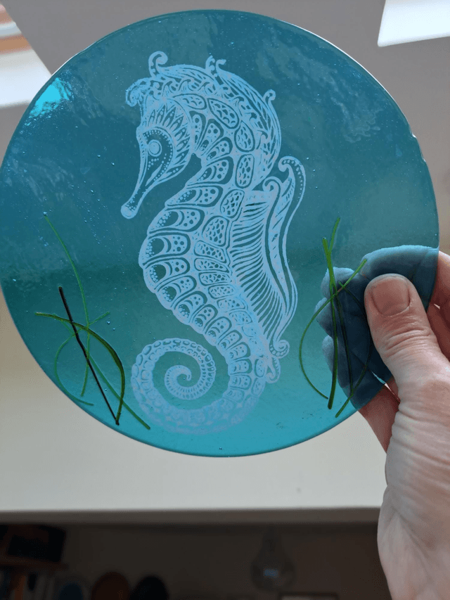 Turquoise Seahorse on twine