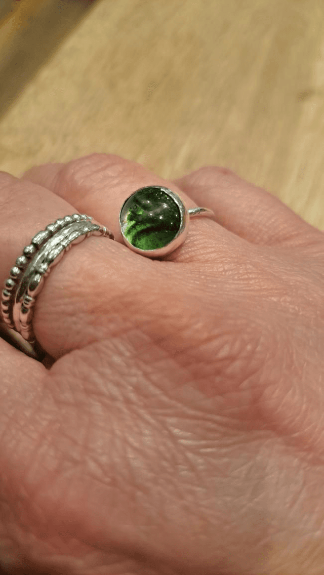 Aventurine green sterling silver ring 