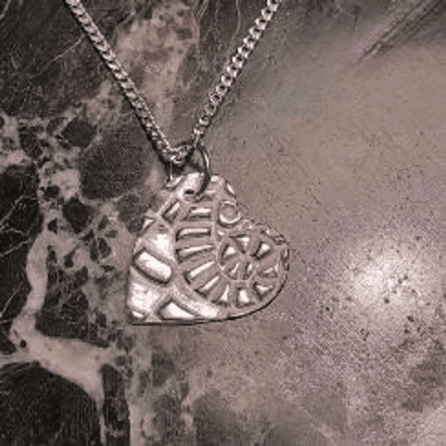 Silver ammonite heart pendant 