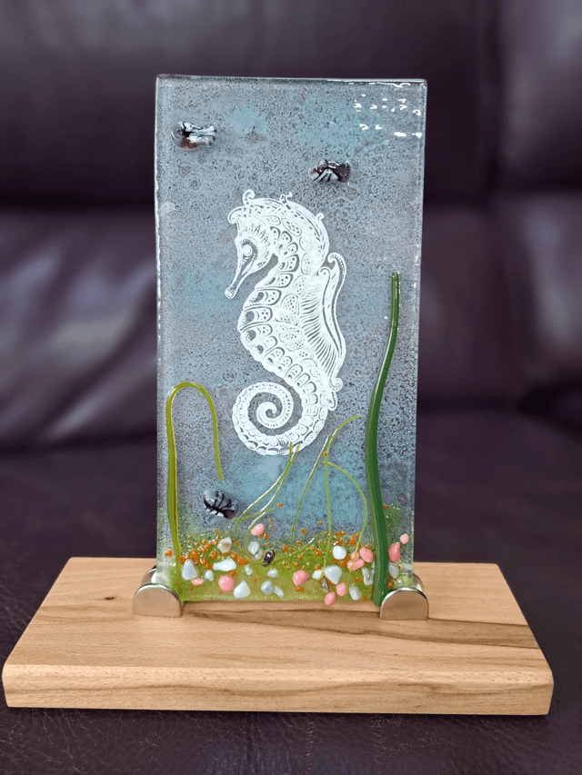Enamelled Seahorse In Stand 
