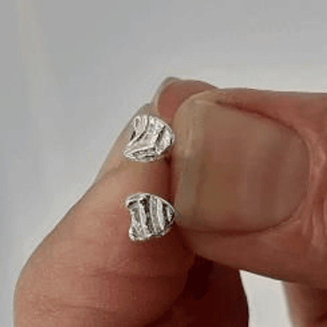Embellished silver heart studs 